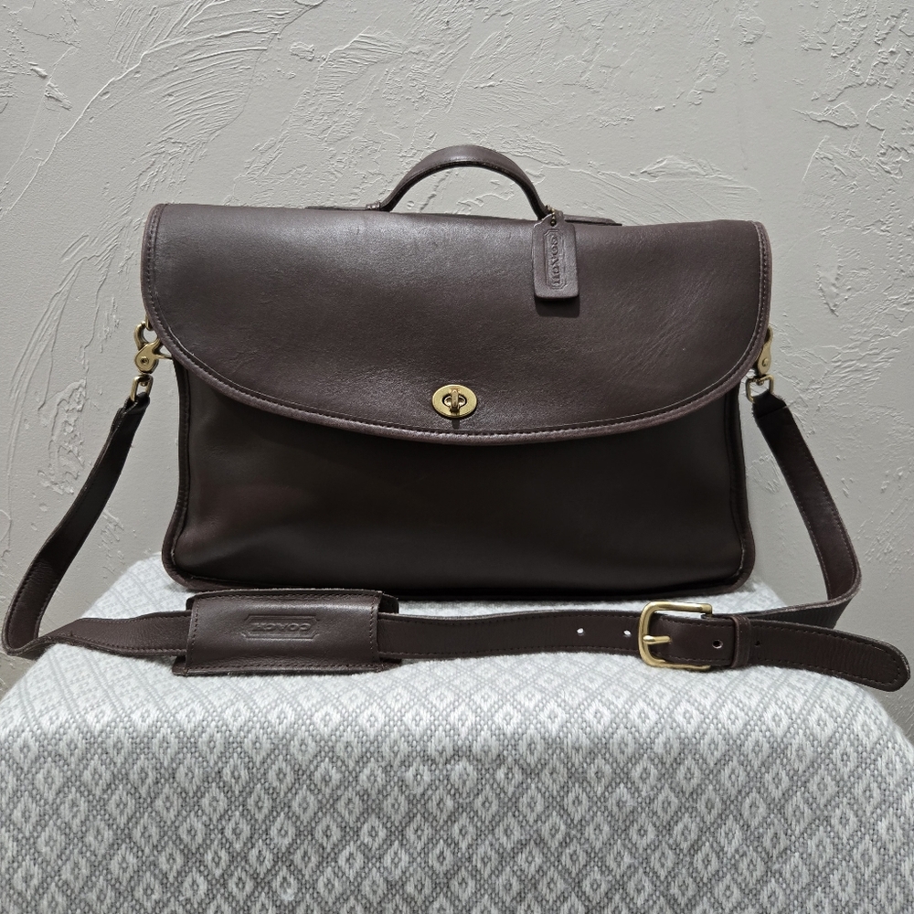 Coach Chocolate Brown Leather Crossbody Satchel - Picture 2 of 4